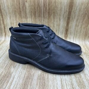 Ecco Turn Chukka Boots Men's Size 11 EU 45 Black Gore-tex Mid Top Ankle Shoes